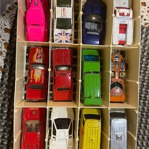 Vintage Toy Car Lot With Hot Wheel Carrying Case
